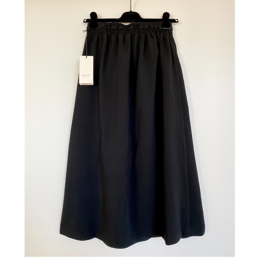Gucci Midi Skirt Black With Leather Details - Picture 6 of 14
